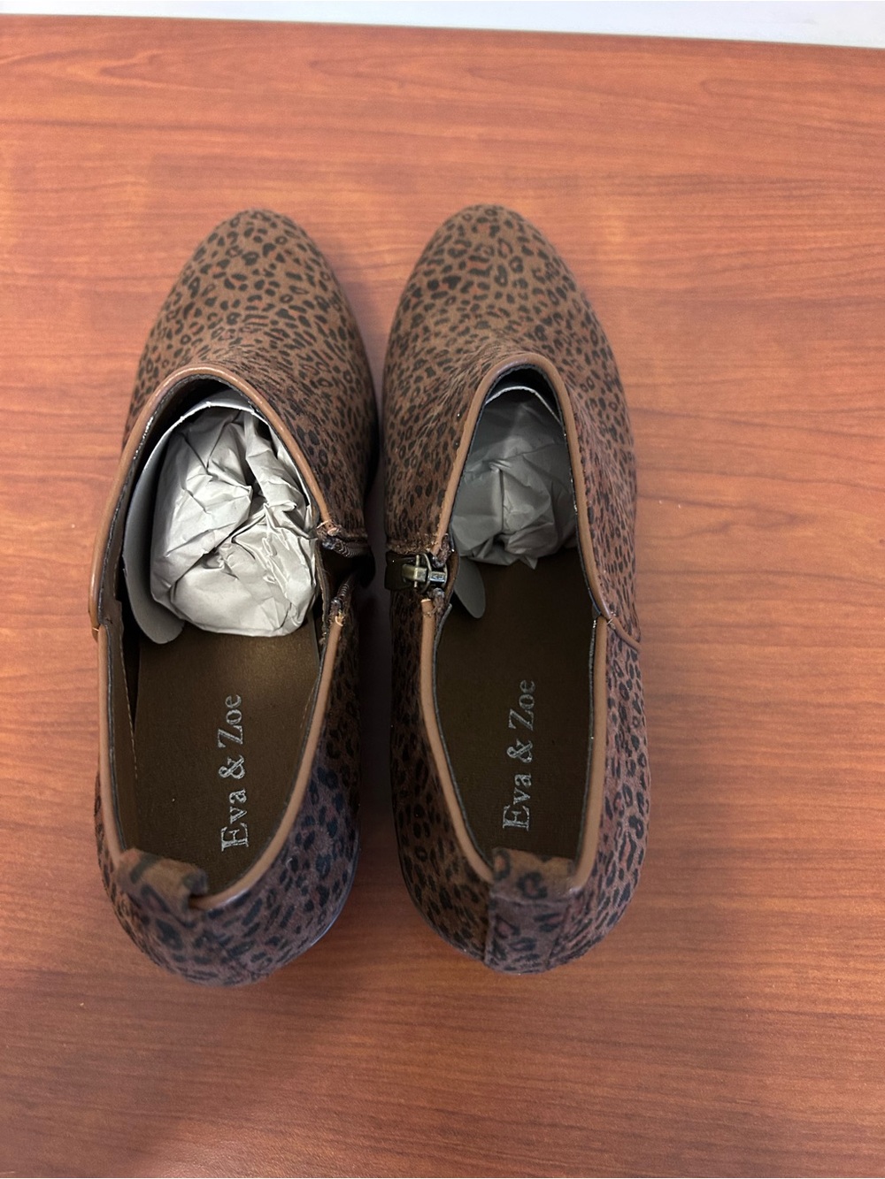 Eva & Zoe Cheetah Print faux suede ankle boots NEW